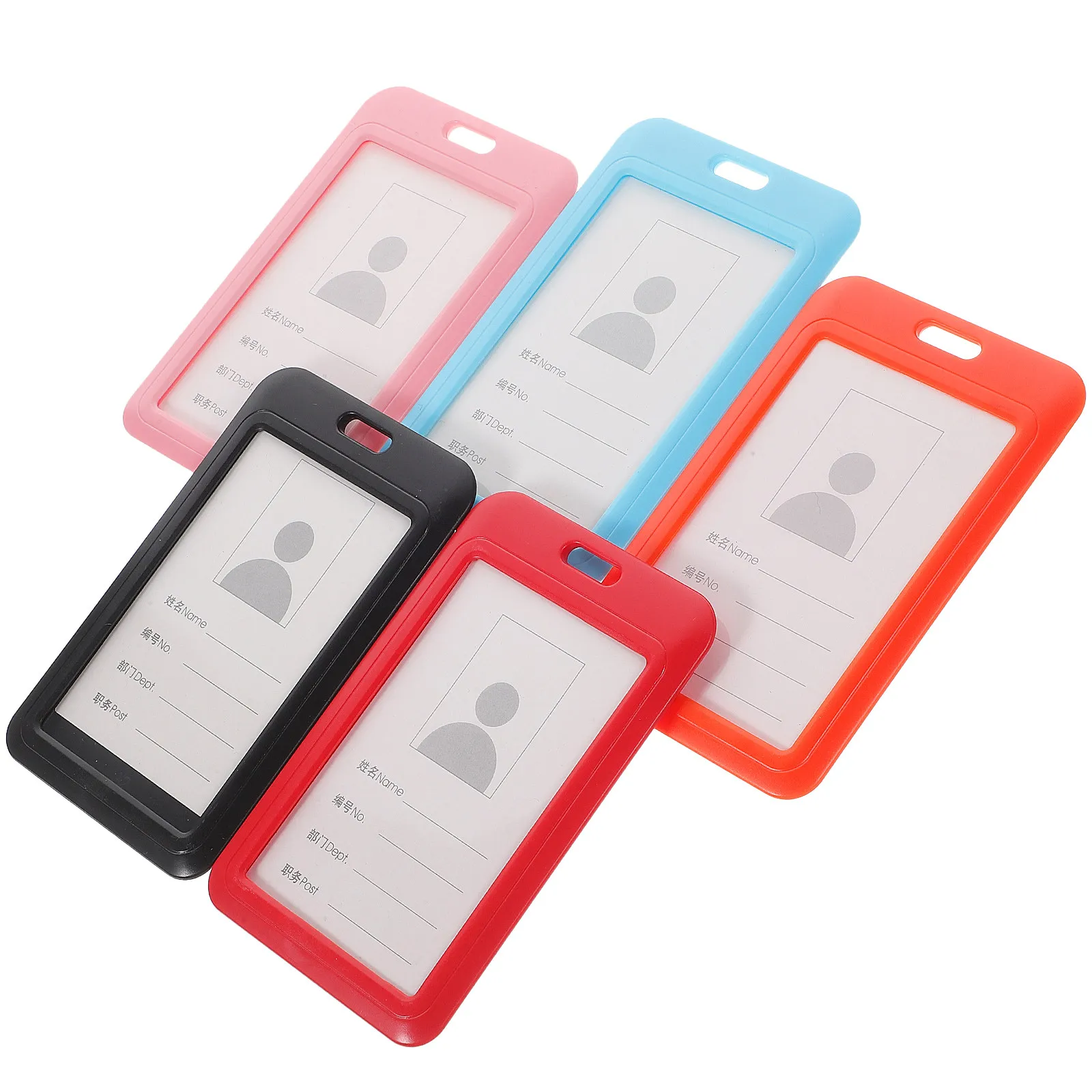 

5Pcs Sliding Cover Badge Holder Pushable Work Cover Employee Credentials Protector Lightweight Id Badge Wallet Keychain