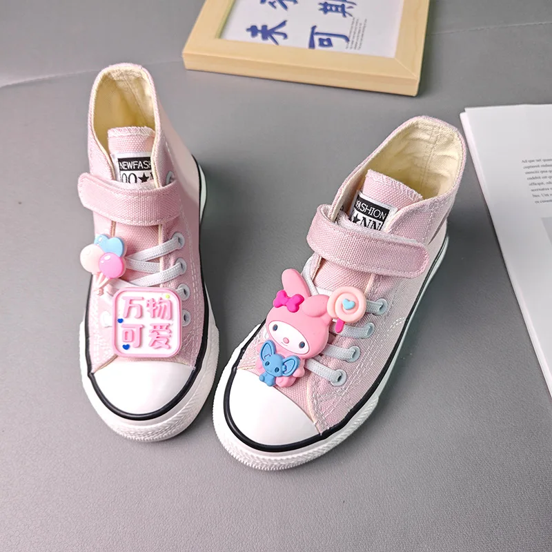 Sanrios Anime My Melody Canvas Shoes Cartoon Hellokitty Ventilate Casual Shoes Wear Resistant Cloth Shoes Girl Birthday Gift