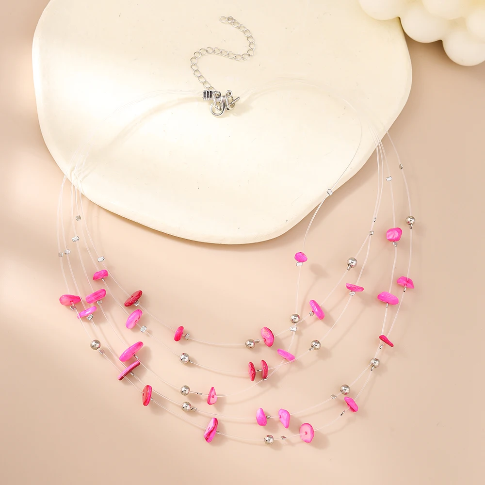 Aihua Boho Multilayer Naturstein Gläser Perlen Halskette Für Frauen Halsband Kragen Halskette Frauen Schmuck Geschenke – Detail 4