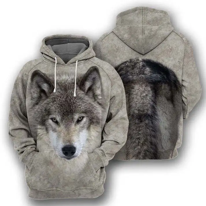 2024 New Funny Animal Wolf Graphic Hoodie 3D Print Men Women Fashion Hooded Sweatshirt Casual Autumn Long Sleeve Sport Pullover