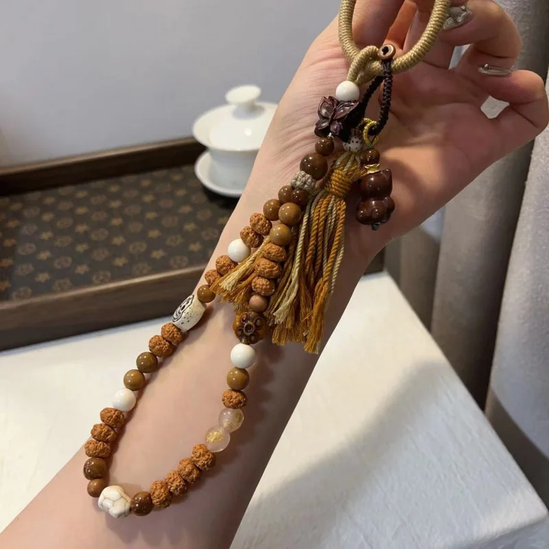 

Bag Hanging Keychain King Matching Bone Red Sandalwood Alashan Bear Pendant