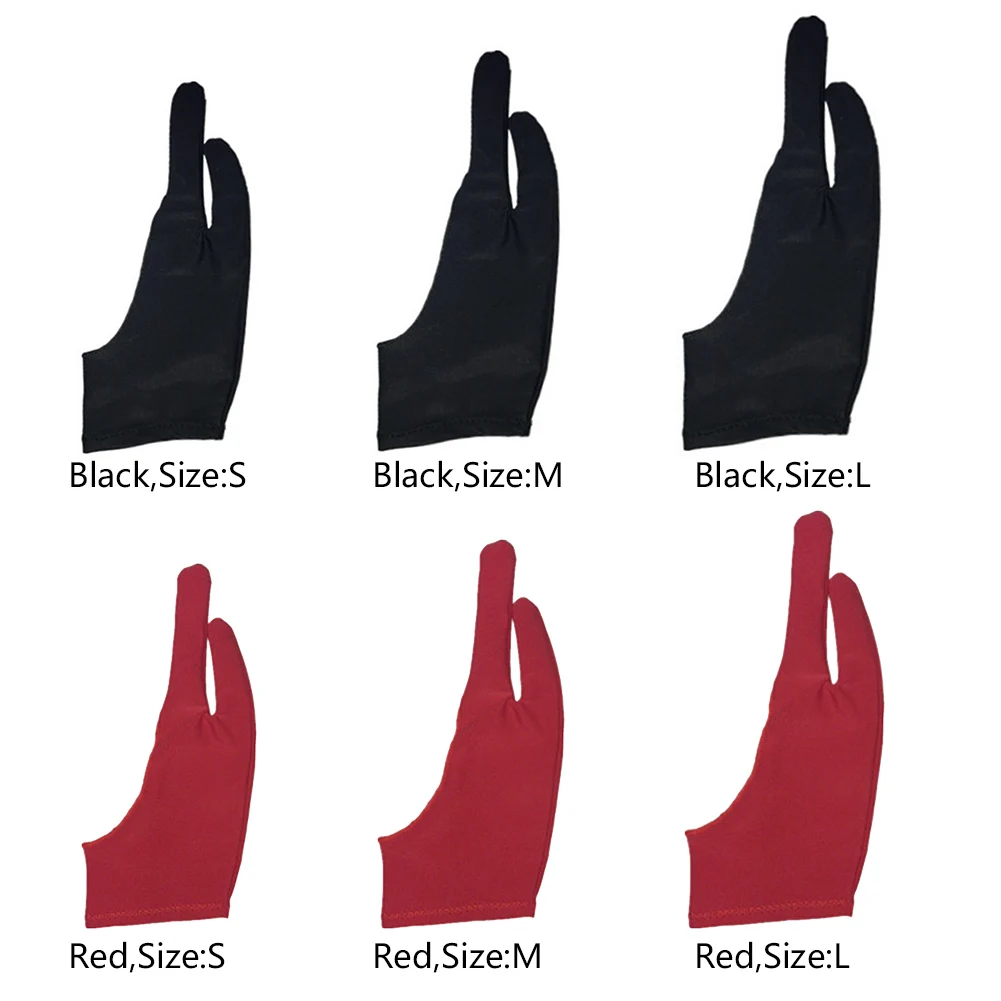 Guantes de pintura transpirables para tableta de dibujo, guante de artista gráfico para colorear, cubierta de dedo, suministros de arte escolar, derecho, Izquierdo, 2 dedos