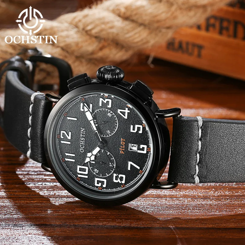 

OCHSTIN Hot Model 2024 Simple Personalized Pilot Series Waterproof Wristwatch Multifunction Quartz Movement Men's Quartz Watch