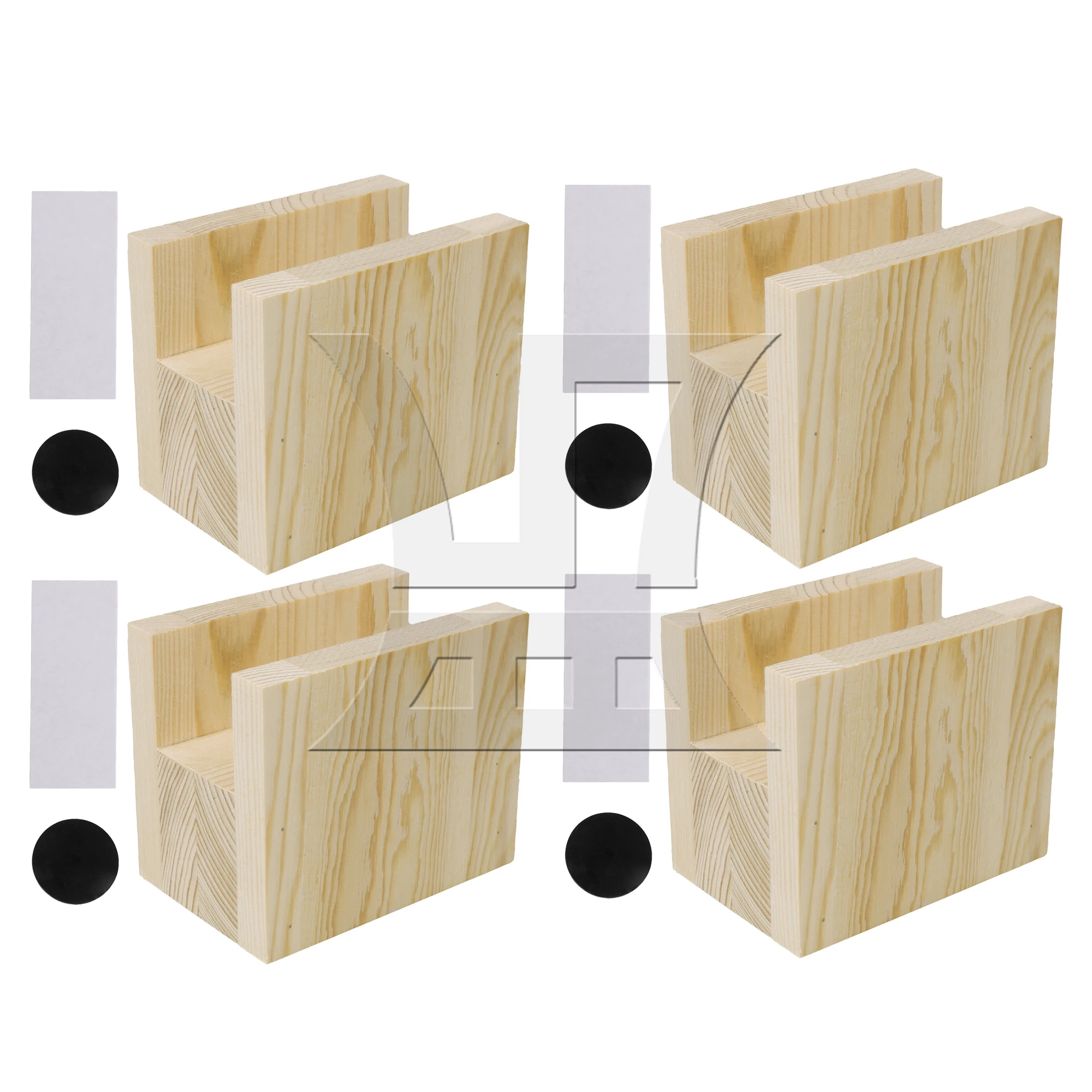 

4P 5cm Lift Height Furniture Soft Table Lifter Bed Sofa Riser Wood Color