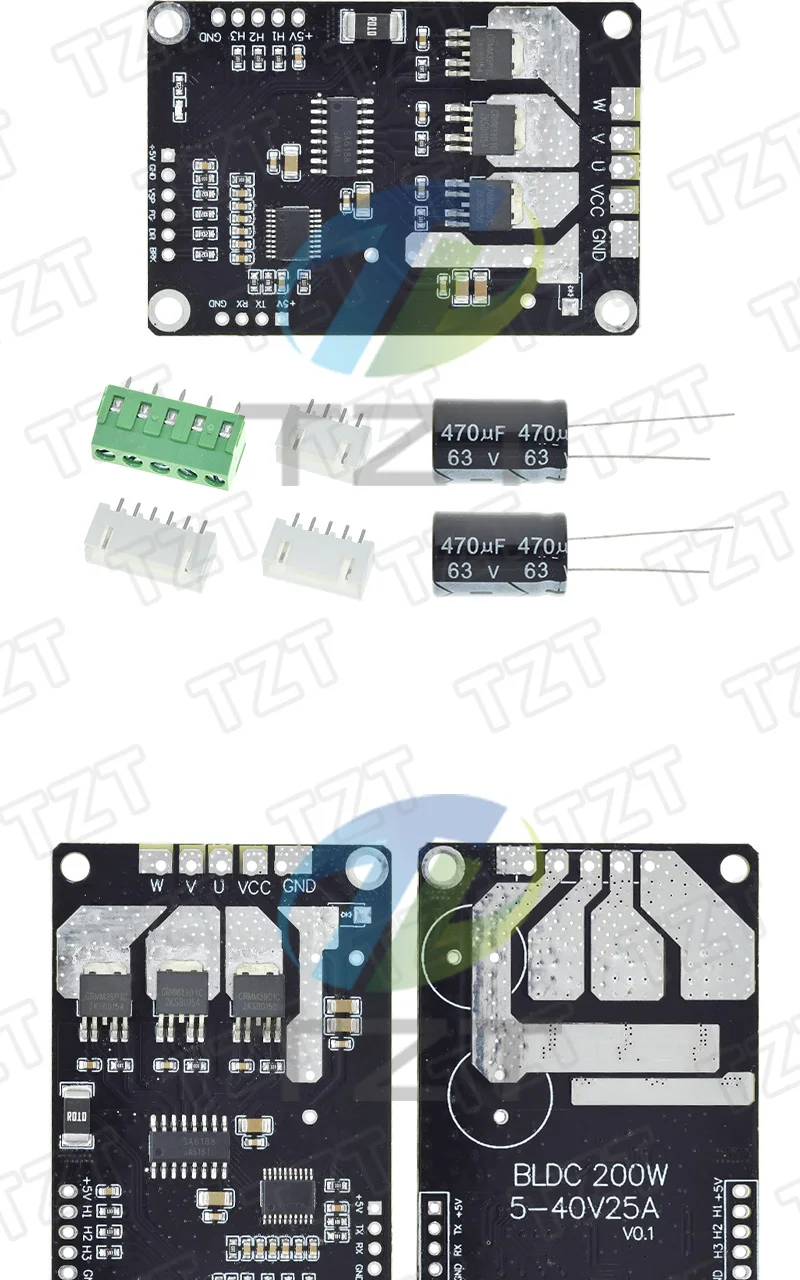 1/3 Stück BLDC-200W 5V-40V 25A Induktiver Bürstenloser Hall-Motor-Controller PWM Dreiphasen-Motorantriebsmodul – Detail 7