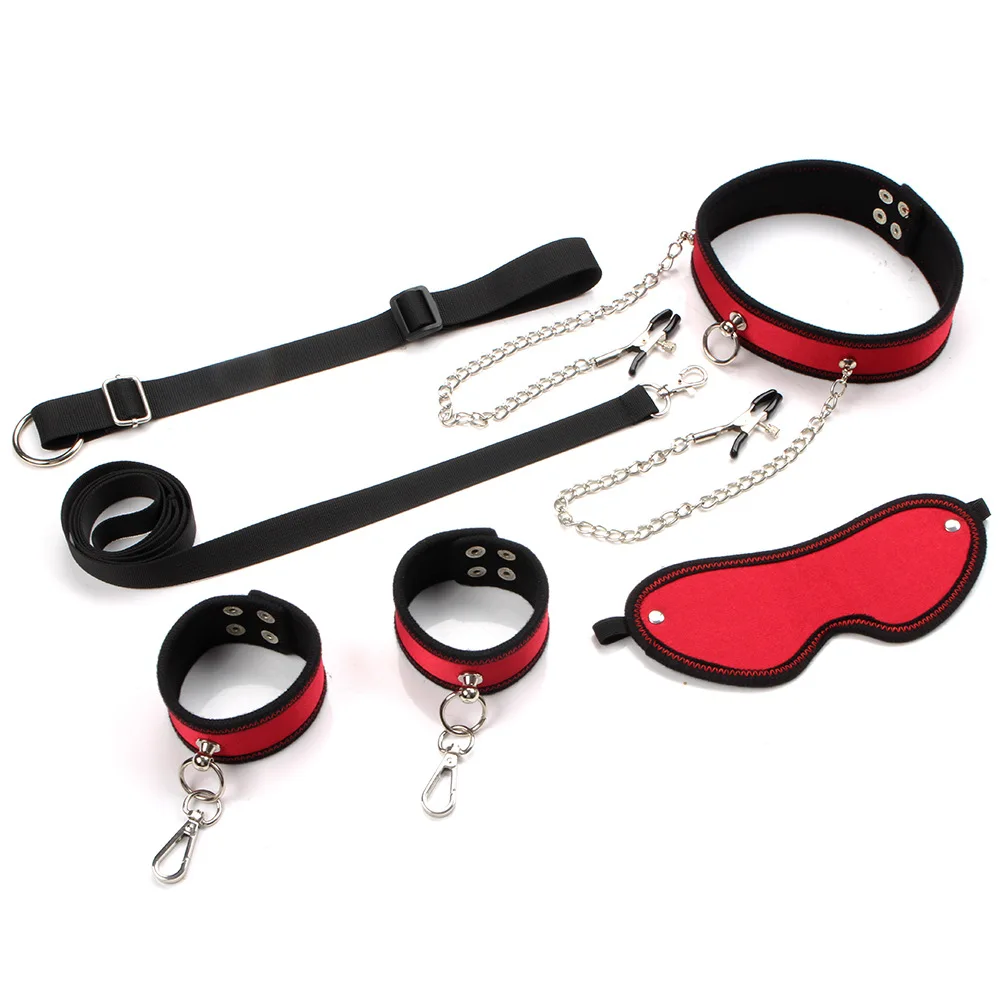 BDSM Nipple Clamp Neck Collar Leash Handcuff Sex Toy Set SM Slave Eye Blinder Bondage Gear Adult Bedroom Sex Game 18+ Product view 4