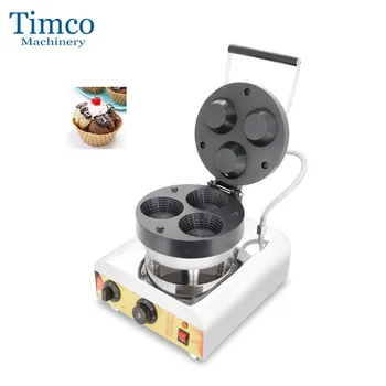 TIMCO 상업용 타르트 와플 그릇 메이커, 아이스크림 과일 벨기에 타르트 와플 기계, 3 개 그릇 모양