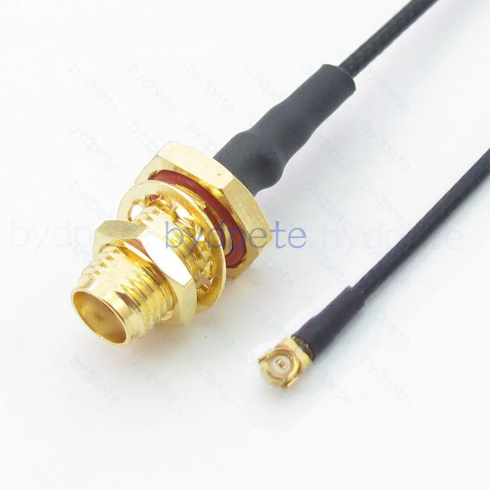 IPX UFL U.FL Plug to SMA Female Bulkhead D-Cut Waterproof 1.37mm Pigtail Coaxial Cable Koaxial Kalbe Coax RF 50 Ohms 50ohm