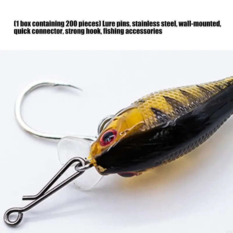 200pcs الصيد المفاجئة الارتباط مقطع إطلاق سريع المقاوم المقاوم المقاوم للصدأ للذوبان الاصطناعية معدات الصيد 4 مختلفة الحجم w89f