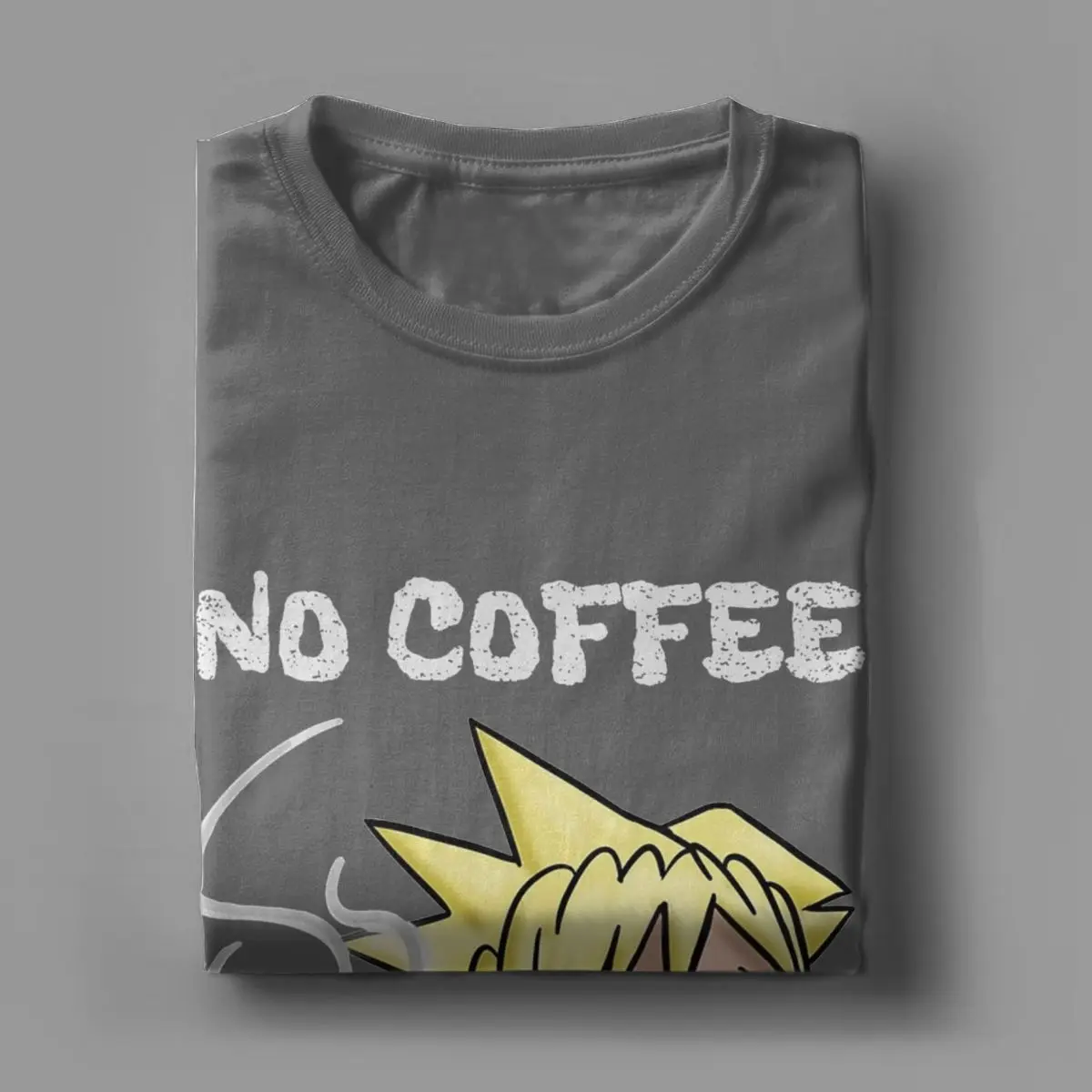 Awesome Chibi Cloud No Coffee No Workee Final Fantasy 7 T-Shirt Men Pure Cotton T Shirt Short Sleeve Tee Shirt New Clothing