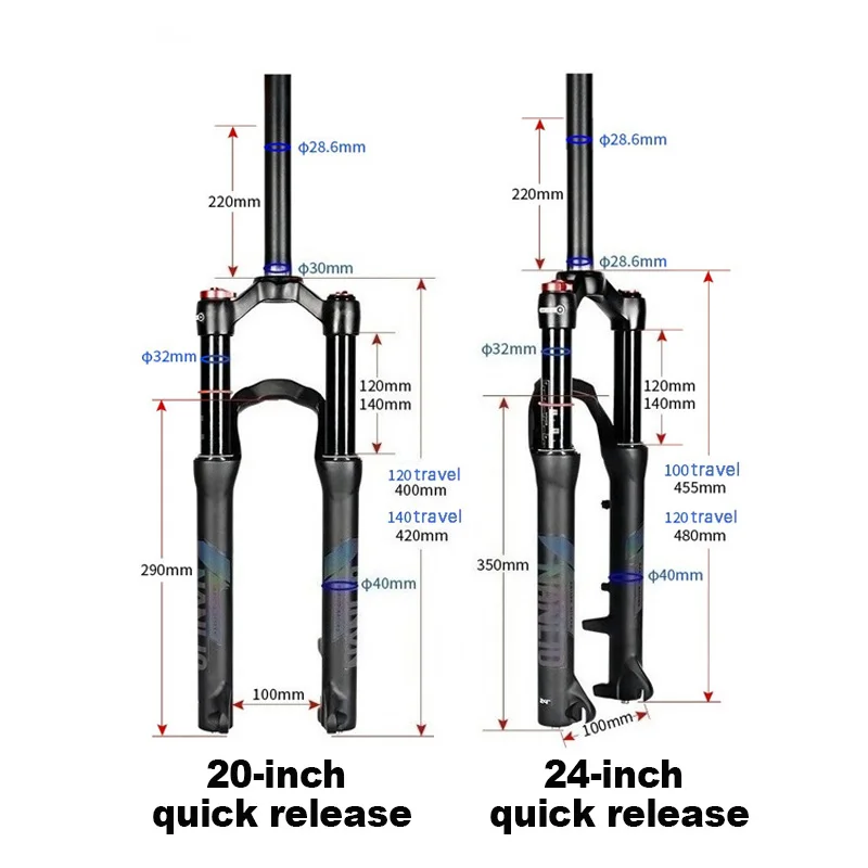 Nanlio Student MTB Fork 20/24 inch magnesium aluminum alloy shoulder control mountain bike riding shock fork cycling accessories