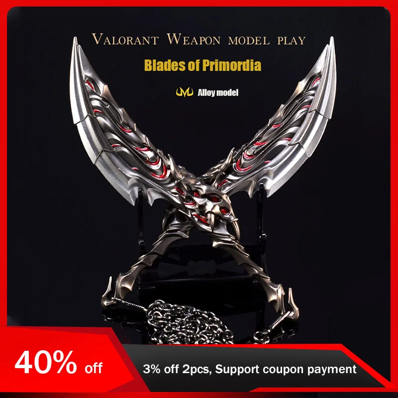 22Cm Valorant Games Randapparatuur Wapen Model Bladen Van Primordia Dubbele Schuine Streep Zwaard Speelgoed Katana Cosplay Prop Metalen Ambachtelijke Geschenken