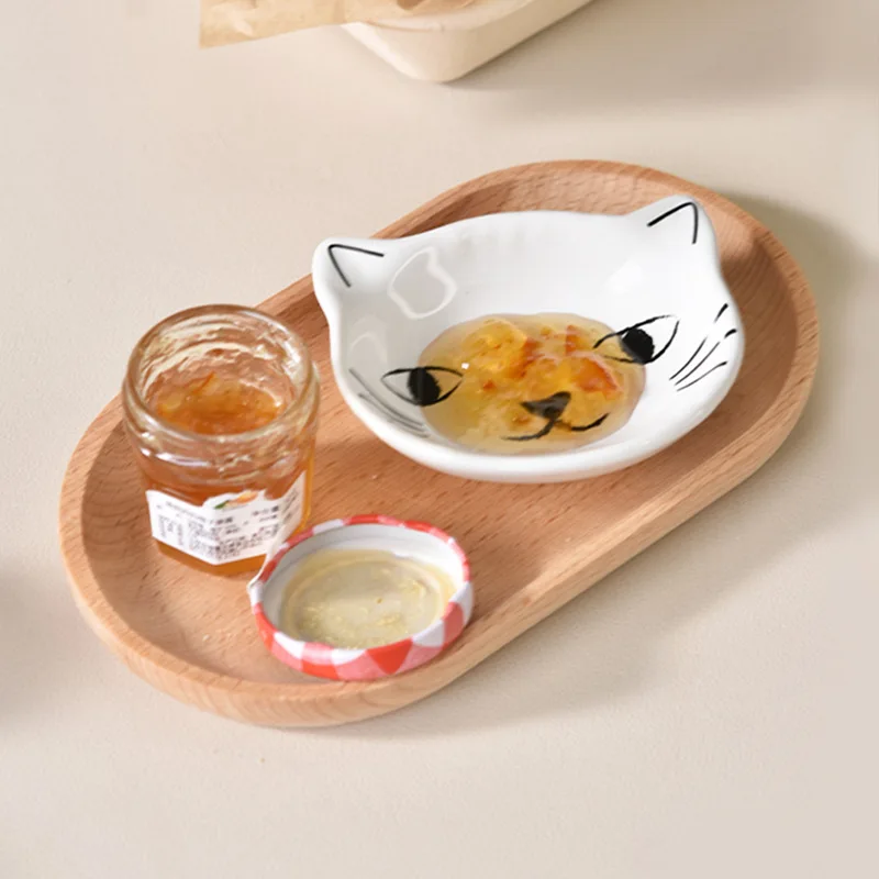 

Japanese Cute Cat Dish Creative Ceramic Seasoning Dish Porcelain Dipping Saucer Plate Snack Plate Kitchen Supplies Tableware