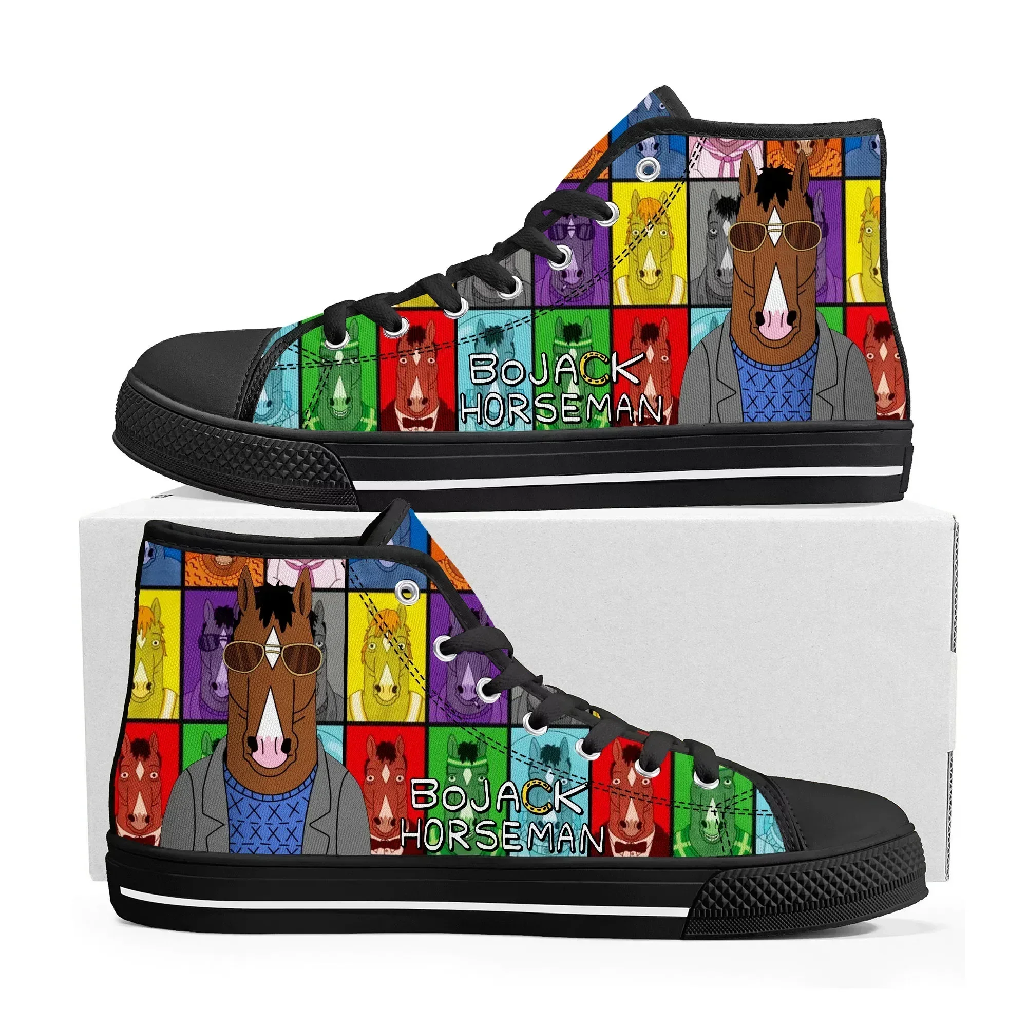 Horse Man High Top Sneakers Mens Womens BoJack High Quality Canvas Sneaker Anime Cartoon Casual Custom Made Shoes