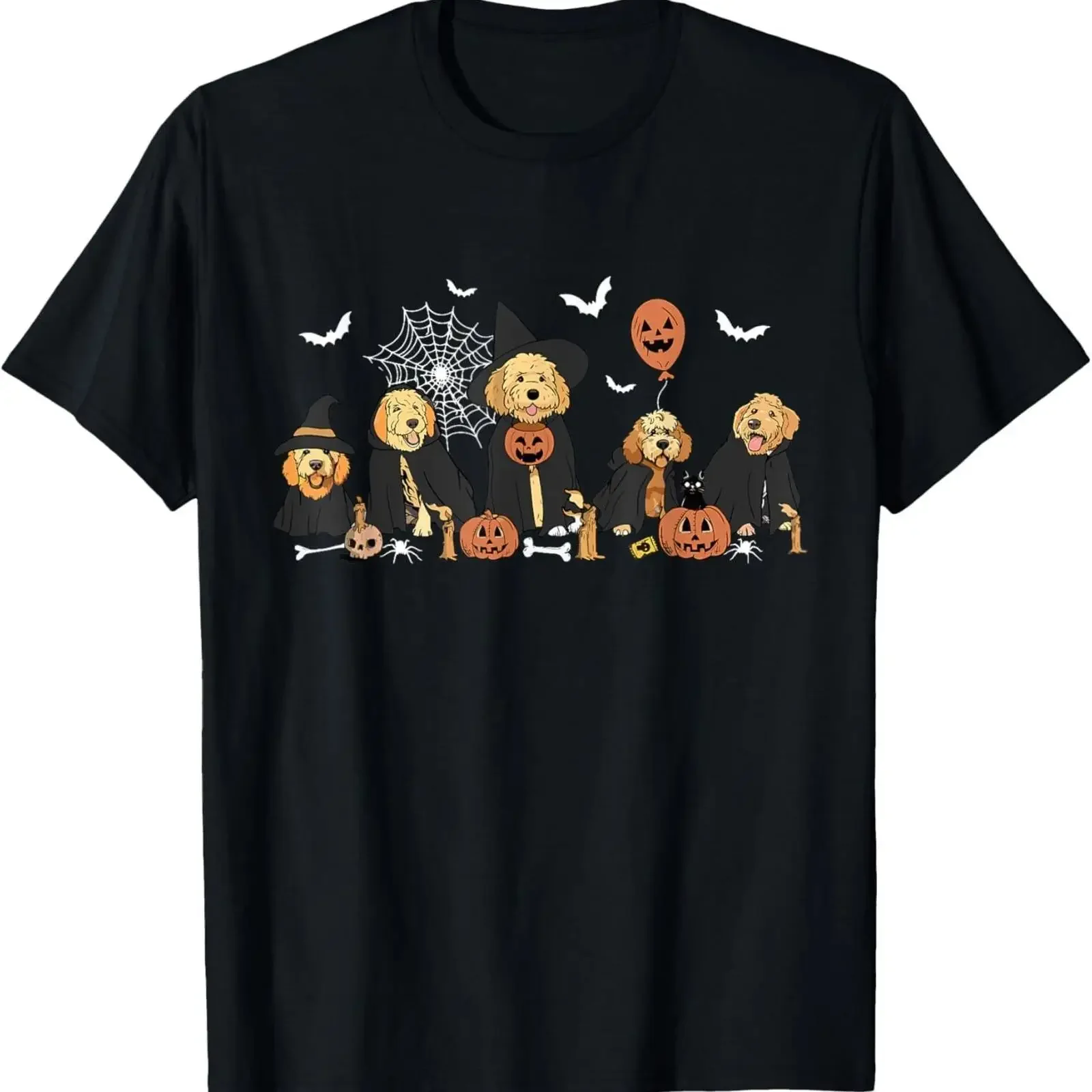 Geist und Hexe Goldendoodle Halloween Doodle Hundeliebhaber T Shirt vintage Washed streetwear Breathable Soft Comfortable
