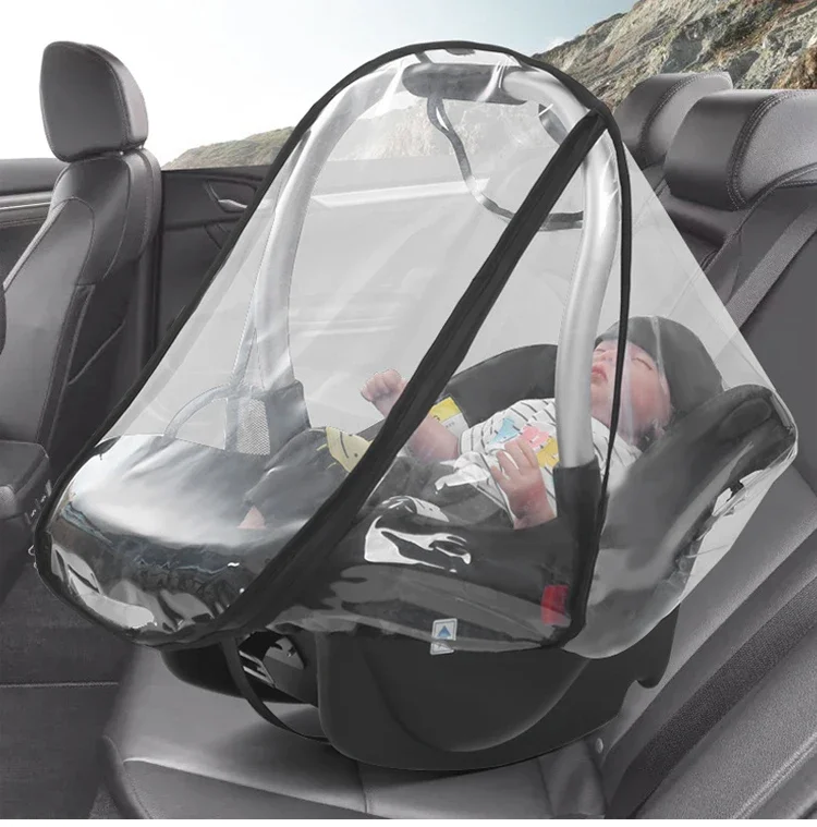 Baby-Kinderwagenkorb, winddichter Regenschutz, staubdichter, transparenter EVA-Regenschutz für Kinderwagen, Staubschutz, Moskitonetz – Detail 9