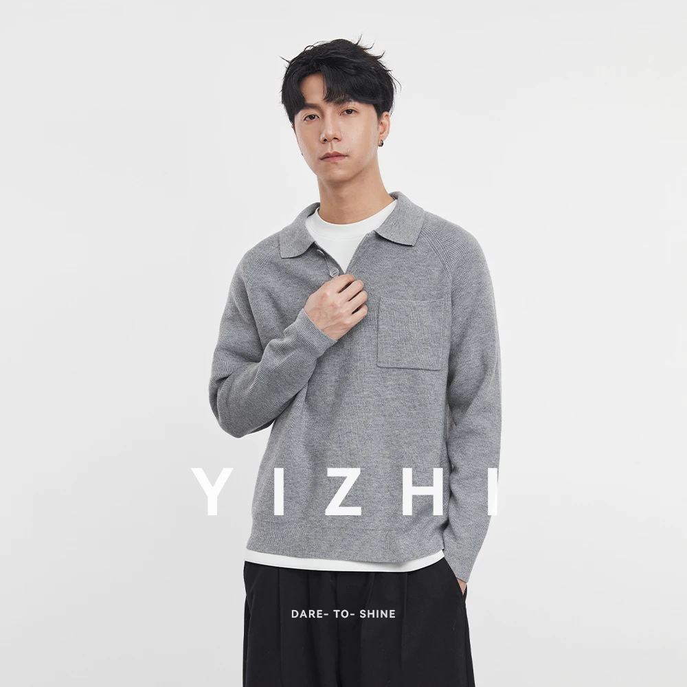 Fashion Men's Fake Two-piece Lapel Sweater 2025 Autumn and Winter New Solid Color Warm Long Sleeve Top Men's Polo Shirt Pullover - Image 3