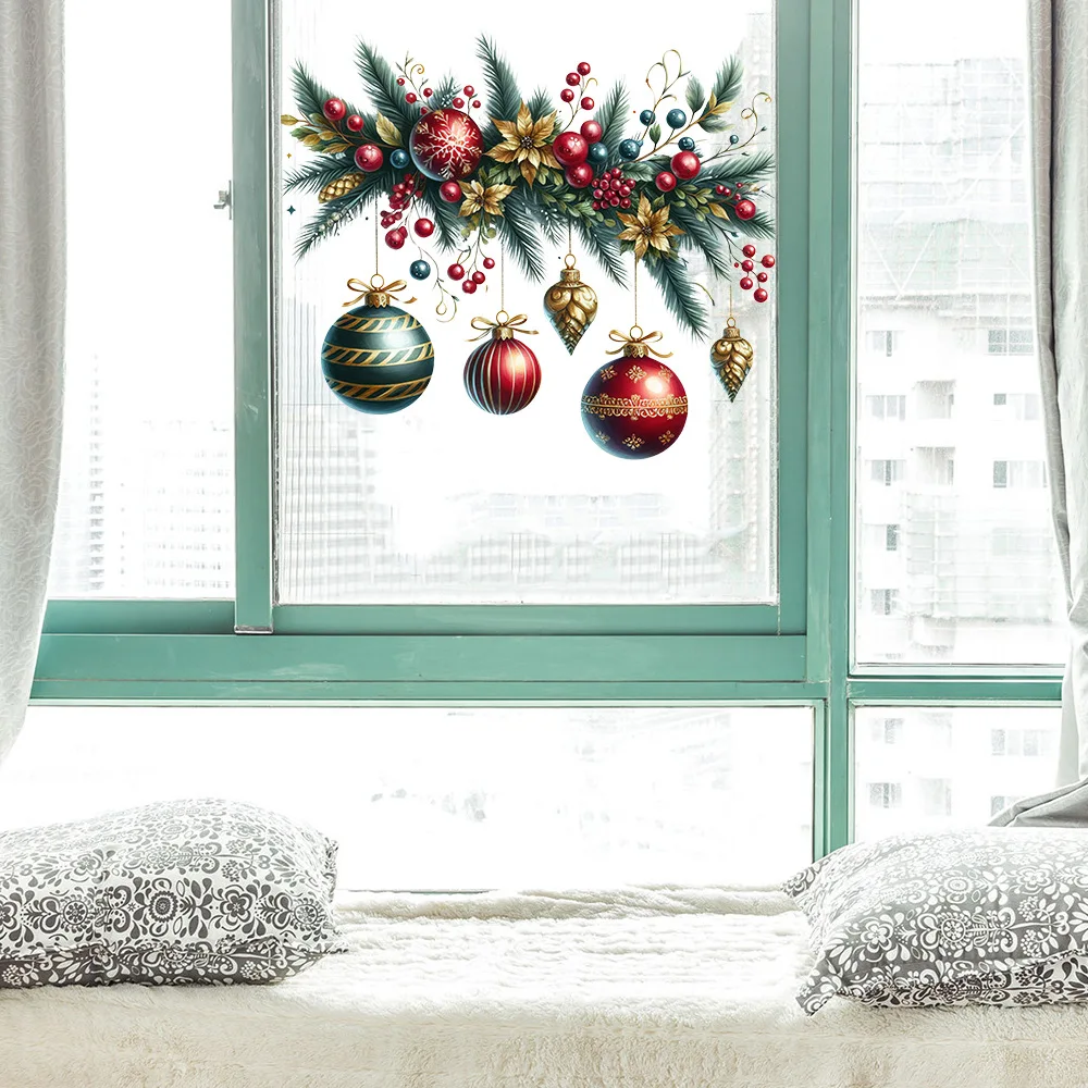 Art Deco Christmas Tree Wall Stickers - Camouflage Pattern, Polyvinyl Chloride, Self-Adhesive Decor for Plastic Surfaces, Glossy