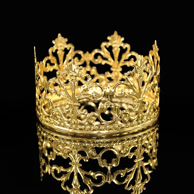 Gold Silver Hollow Queen Crown Cake Topper Elegant Wedding Cake Topper Princess Happy Birthday Party Dessert Decoration Supplies