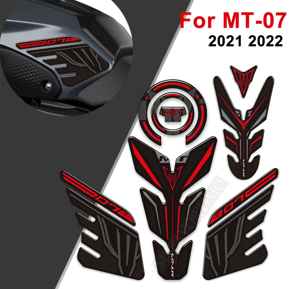 

For Yamaha MT07 MT 07 SP MT-07 2021 2022 Tank Pad Gas Tank Traction Pads Fuel Tank Stickers Knee Grips Protector Decal Kit