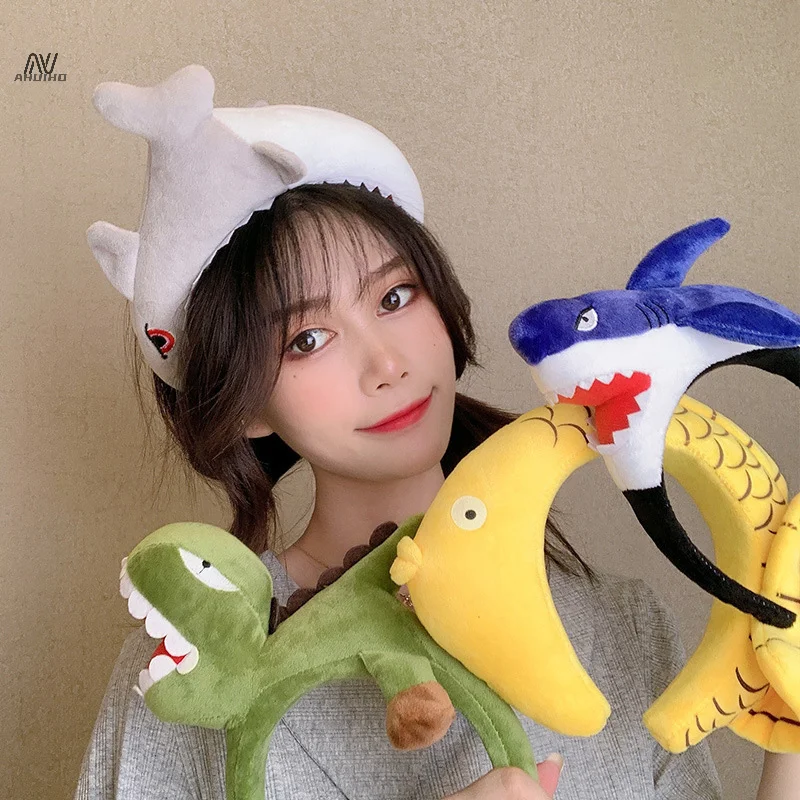 Lovely Animal Headband Unisex Accessories Party Headwear Hair Hoop Cute Wide-brimmed Crocodile Shark Dinosaur Cartoonhair Clip