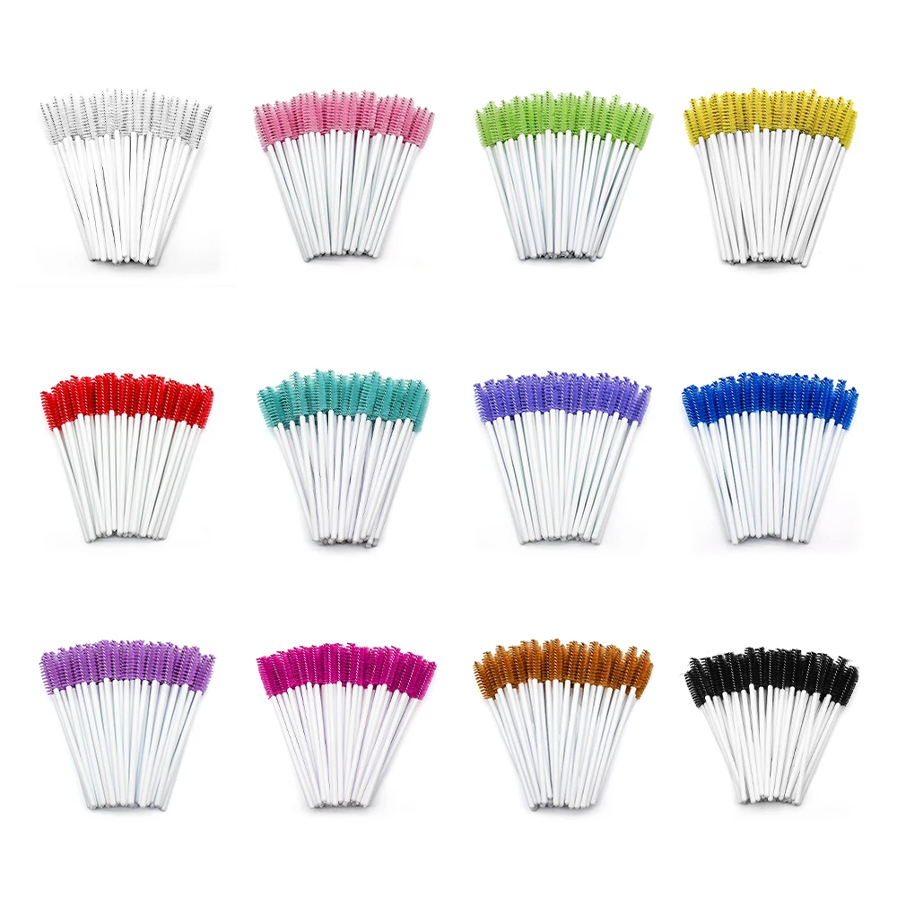 50 قطعة المتاح رمش الصولجانات فرشاة الحاجب مشط رموش تمديد اكسسوارات عصا الماسكارا ماكياج المهنية الجمال أداة