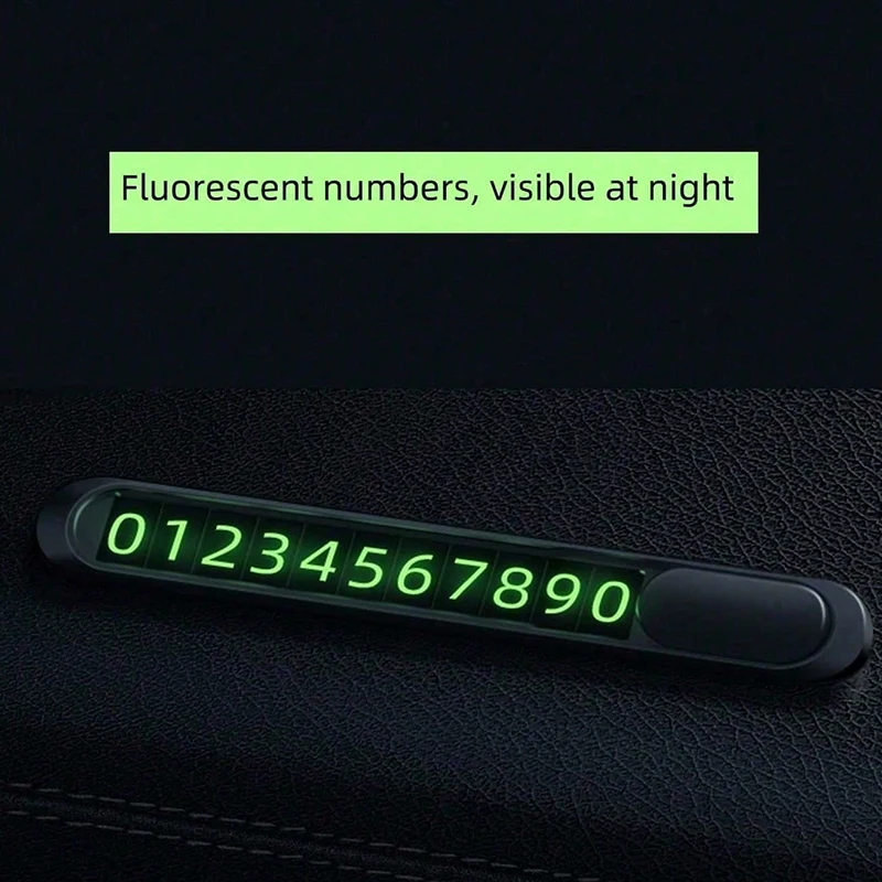 Temporary Parking Card Phone Number Card Car Sticker Car Accessories Luminous Metal Alloy Phone Number Car Sticker Hidden image 3