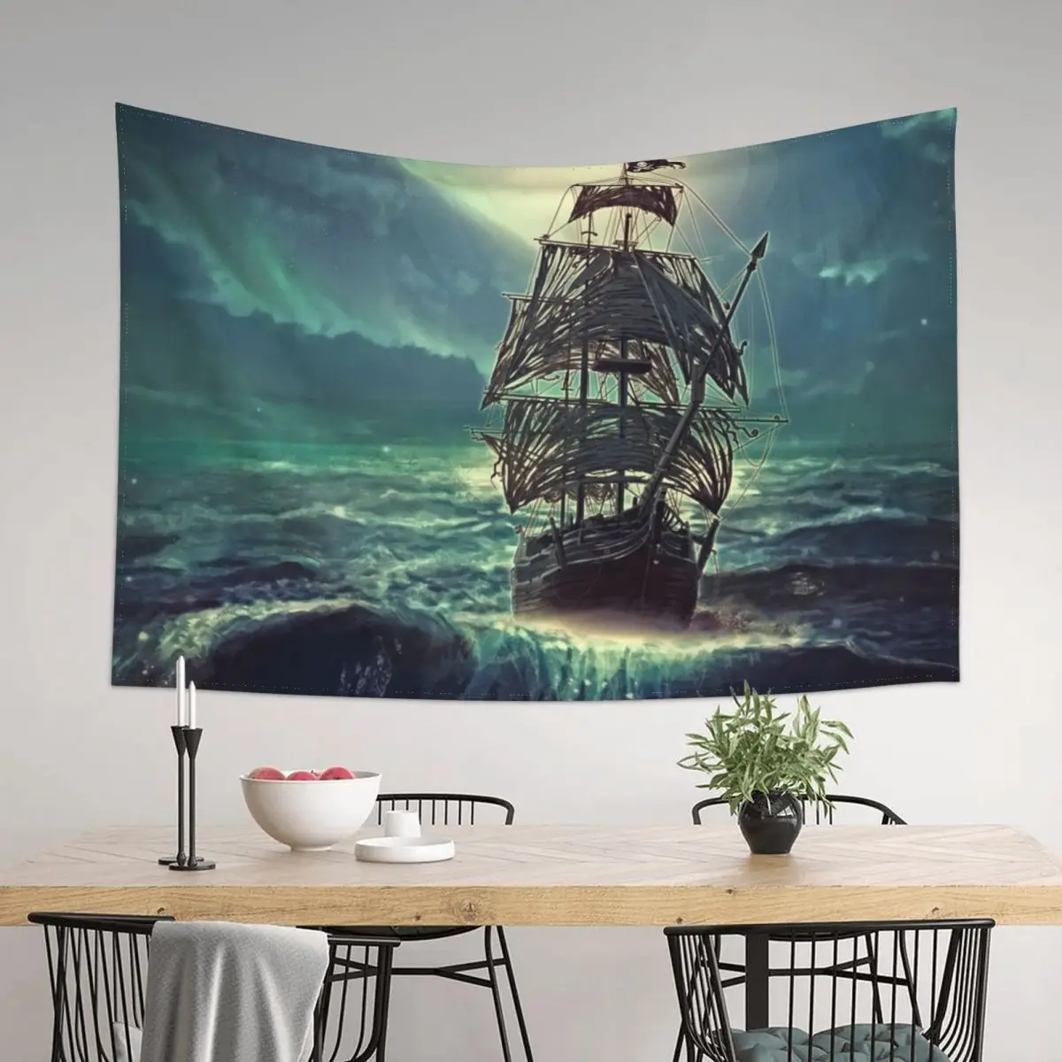 

Ghost Pirate Ship at Night Tapestry Decoration For Rooms Outdoor Decoration Decorative Paintings Tapestry