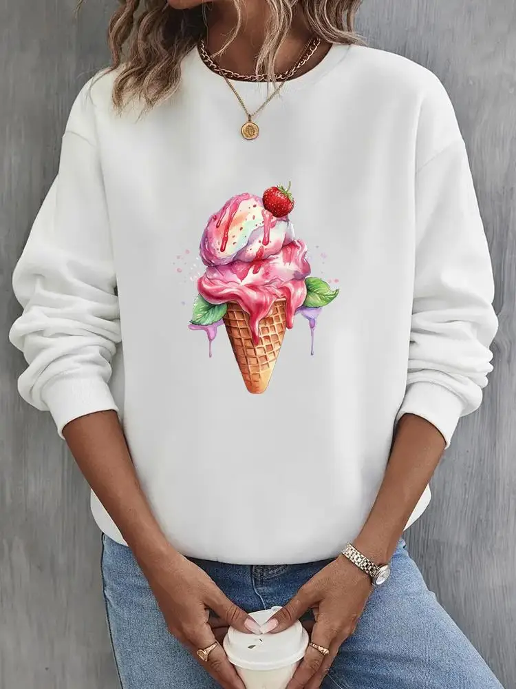

Sweet Cartoon Love 90s Clothing Pullovers O-neck Print Fashion Lady Fleece Casual Women Cartoon Graphic Sweatshirts