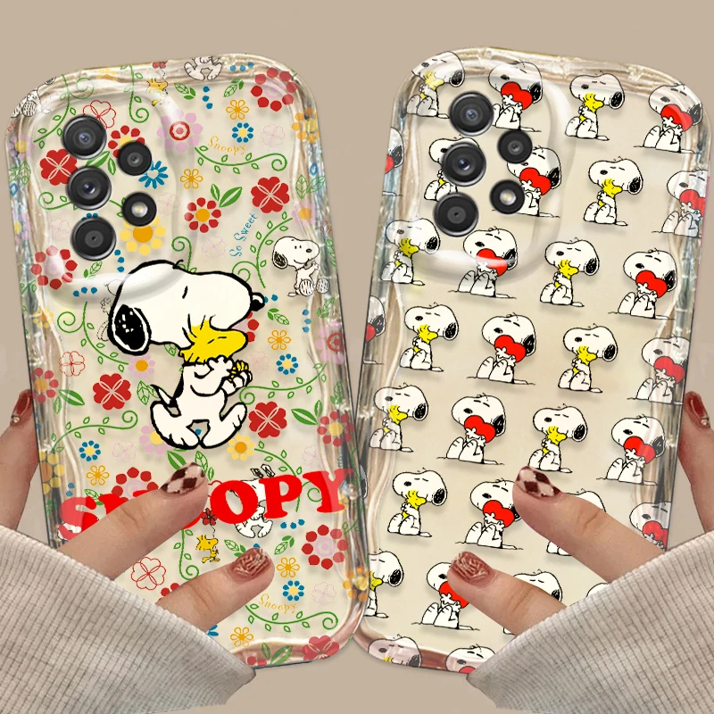 Snoopy Cute Trendy For Samsung A55 A54 A53 A52 A35 A34 A33 A32 A25 A24 A23 5G Wave Oil Cover Phone Case