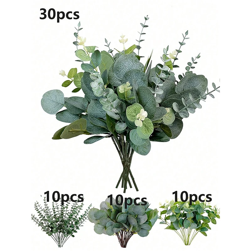 3/6/9Pcs Eukalyptus Künstliche Pflanze Bouquet Gefälschte Pflanze für Home Schlafzimmer Dekor Garten Hochzeit Dekoration Outdoor vase Ornament – Detail 6