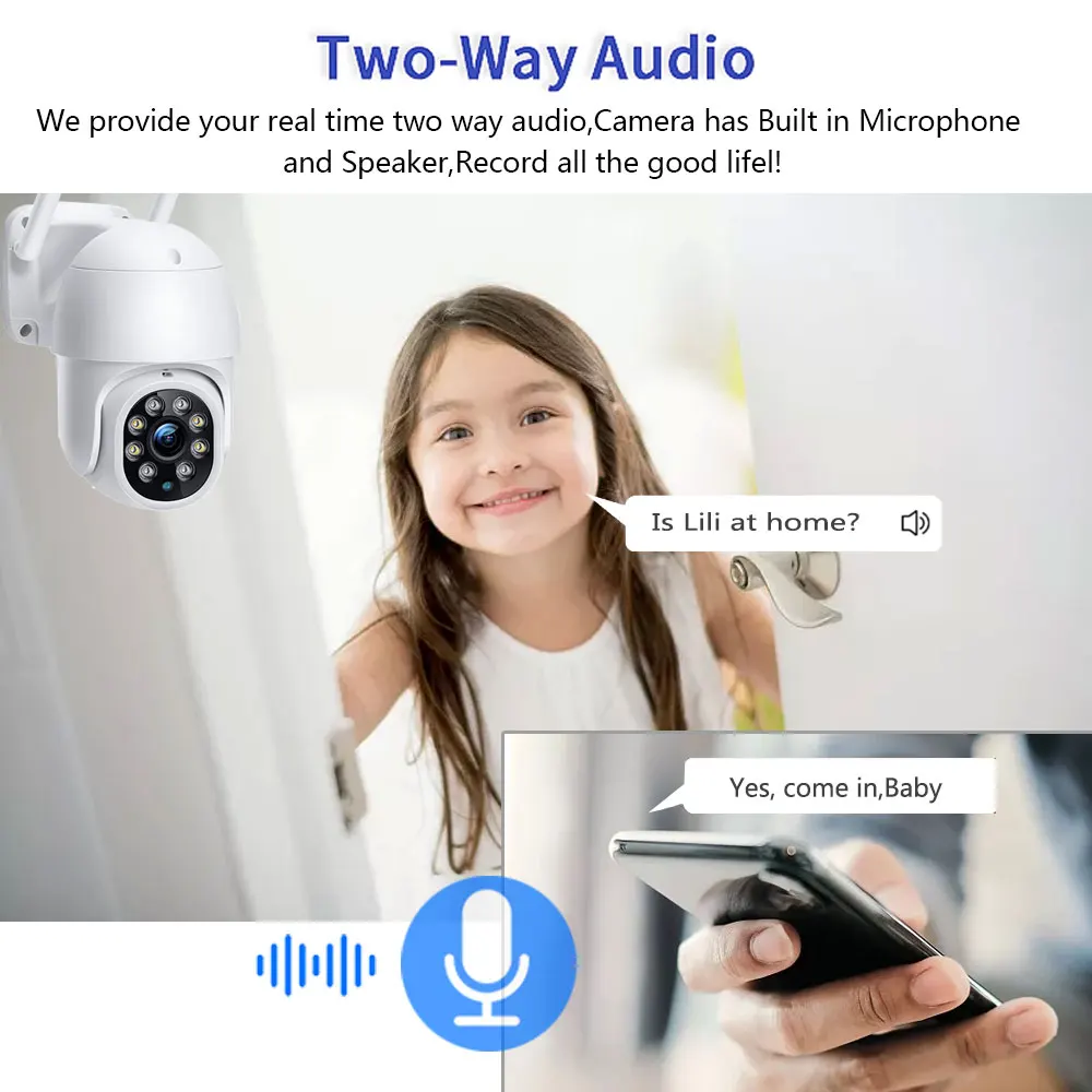 5MP Surveillance Speed Dome Camera Wifi PTZ Wireless CCTV Video Camera Color Vision Auto Tracking 1080P Security Monitor Camera