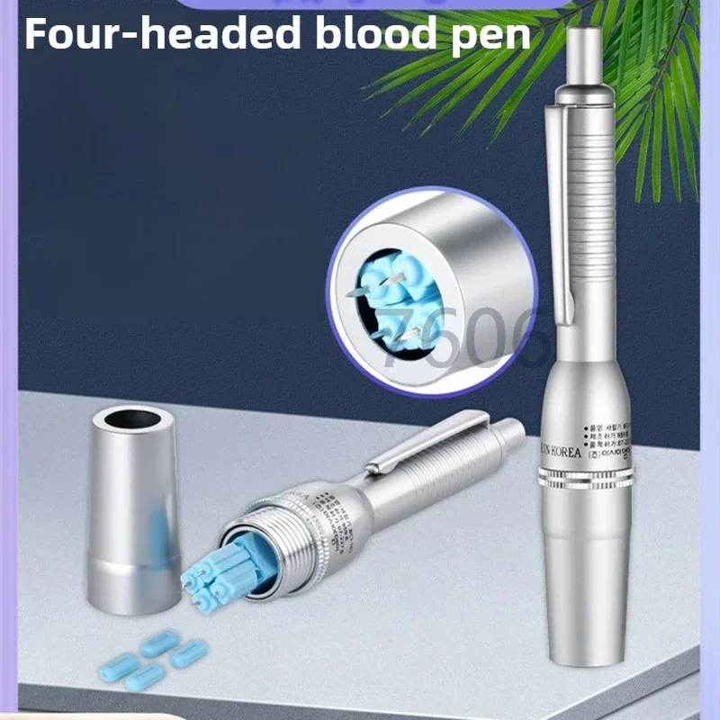 4 Head Lancing Device Blood Lancet Pen with 200pcs 21G Lancet Sets/10pcs Head Case Steril Cupping Therapy