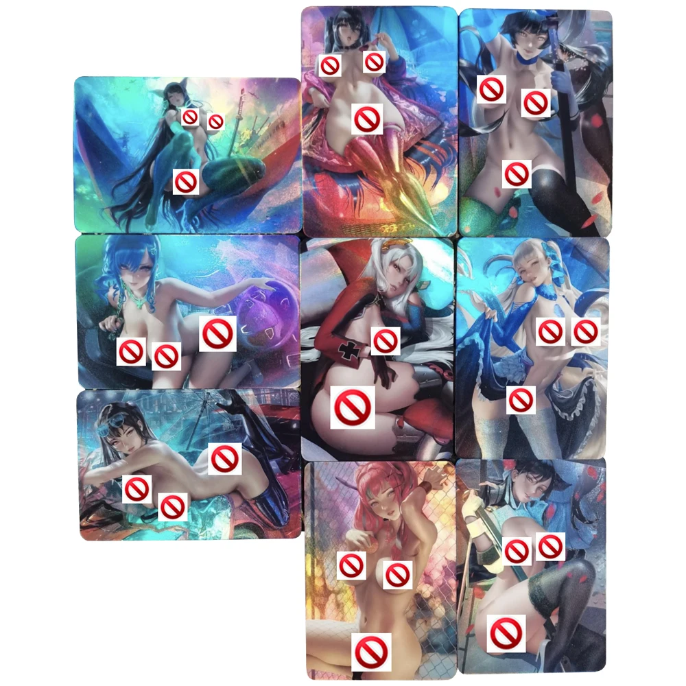 

9Pcs/Set Azur Lane ACG Refractive Color Flash Cards IJN Taiho USS St. Louis Diy Gift Toys Game Anime Collection Cards