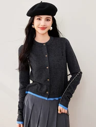 Women Single Breasted Knitted Cardigan Fashion Solid Color Long Sleeve Round Neck Sweater Autumn Winter Casual Office Lady Top