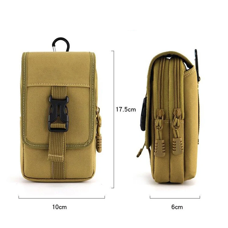 EDC Molle Bag Purse Double Layer Outdoor Waterproof Waist Fanny Pack Men Phone Pouch Camping Hunting Tactical Waist Bag