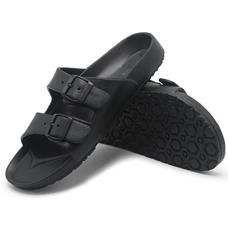 Women Lightweight Buckle Decor Fastener large size 45 46 Sport Sandals Sporty Black Fabric Sandals Summer Men Shoes