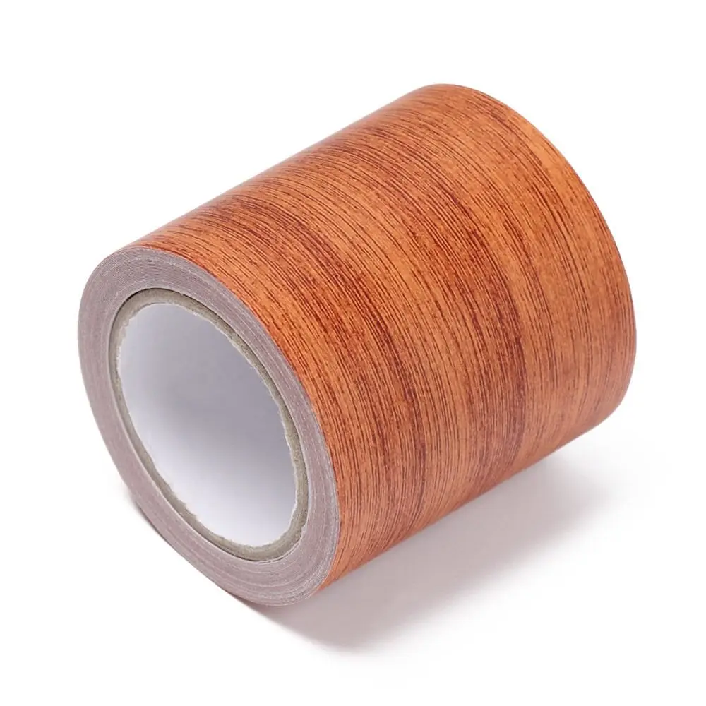 5M/Roll Self-adhesive Furniture Repair Tape Wood Grain DIY Door Decals Waterproof Mildew-proof Wall Waist Line Home Decoration