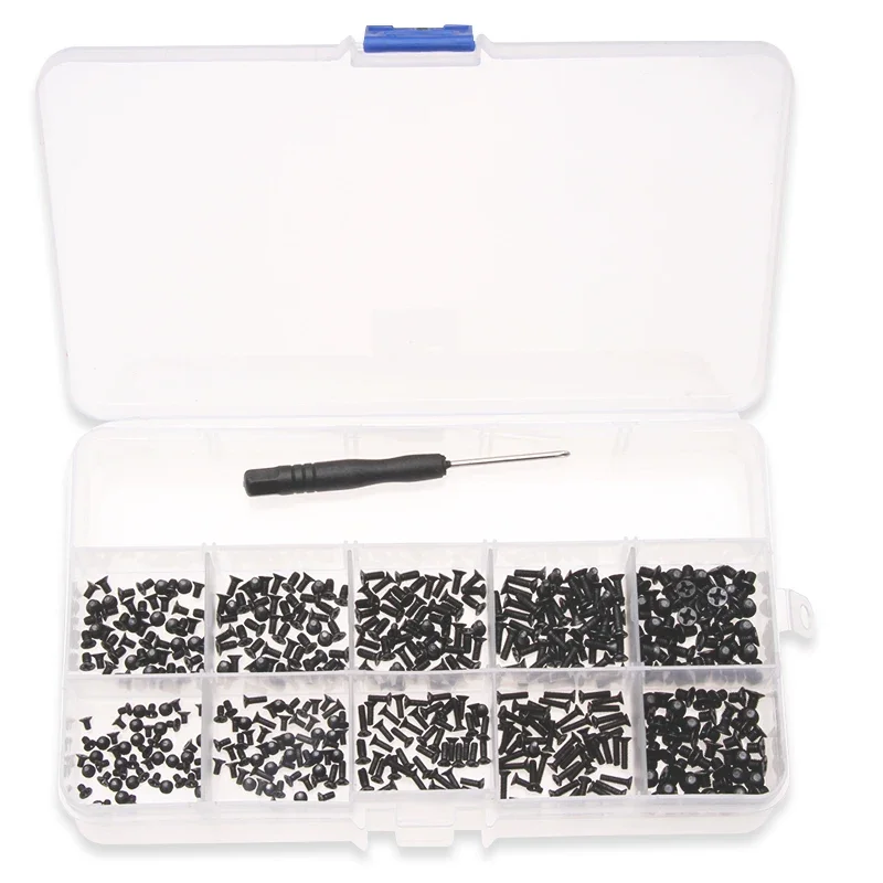 500pcs M2-M3 Black Flat Head Phillips Machine Screws Kit Laptop Notebook Computer Screw Set for Repair