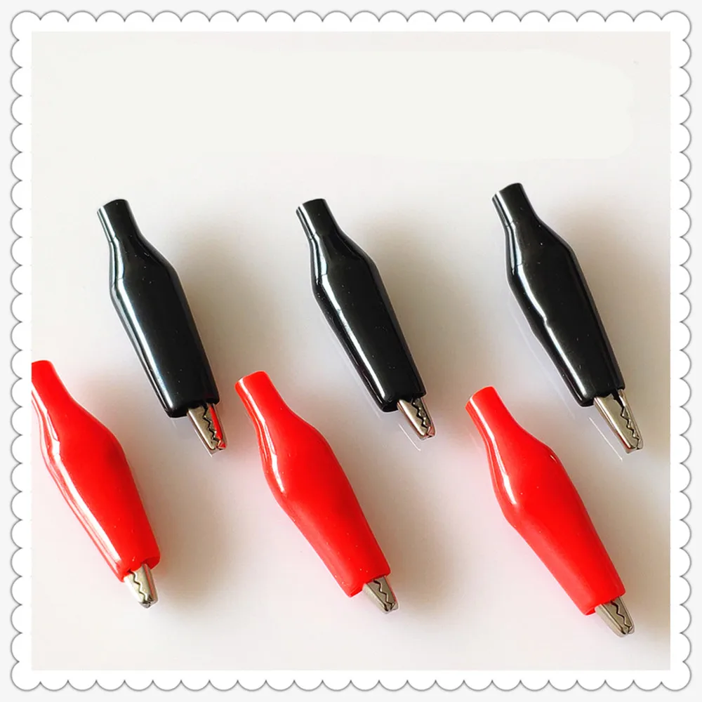 6pcs/Lot 28MM Metal Alligator Clip S4 Crocodile Electrical Clamp For Testing Probe Meter Black And Red Dropshipping