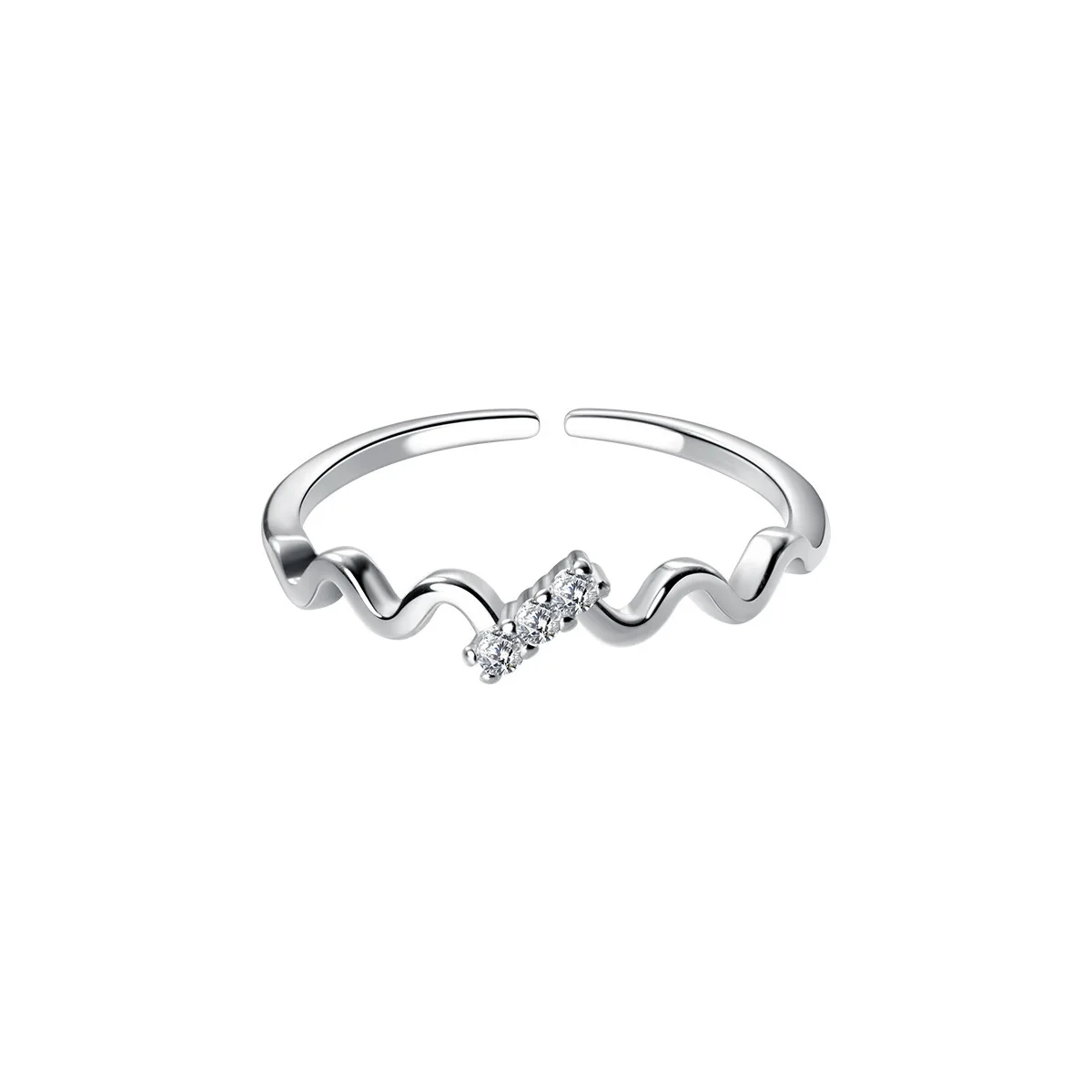 RYJU-anillo ajustable de Plata de Ley 925 con ondas de circón para mujer, joyería romántica, accesorios minimalistas, regalo de fiesta