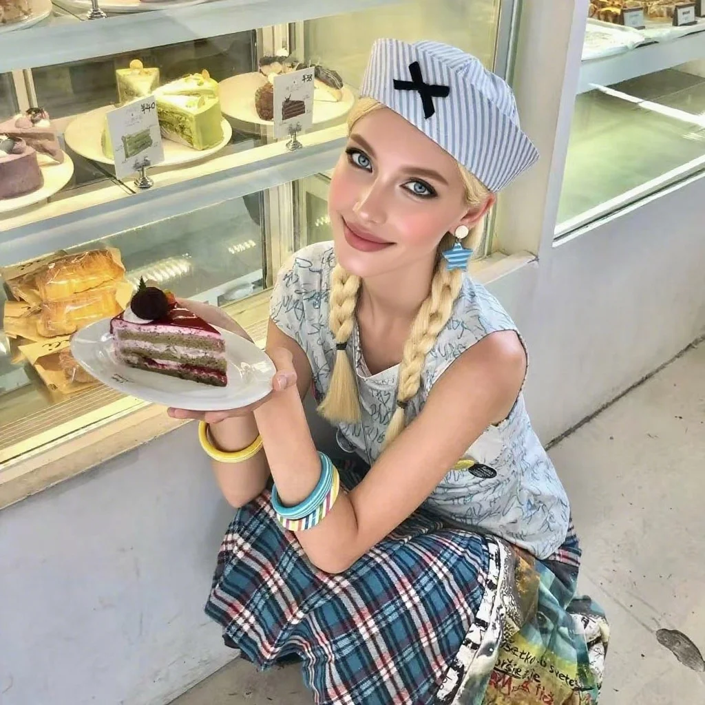 HongLuan Matrosenhüte mit weißen Streifen und Schleife, Fantasy Blue Cosplay Hat Woman, Rave Festivals Accessoires & Party Caps für Herren