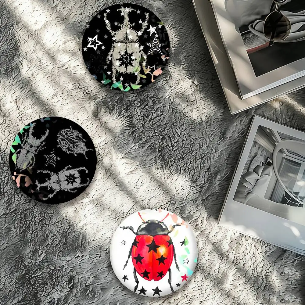 Beetle fashion Star Hand-drawn style Laser Badge Pins Handmade Brooches for Backpack Gifts Bag Decor Fans Collect