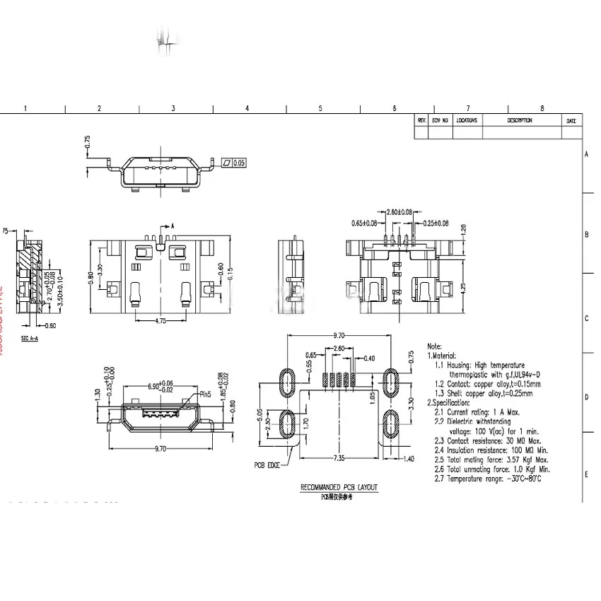 10 шт., разъем Micro USB 5pin B типа «мама»