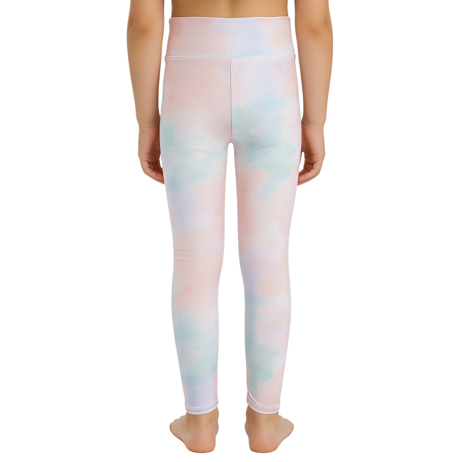 Kids Girls Lightweight Print Yoga Leggings Athletic Pants Elastic Waistband Quick-drying Pants for Dance Workout Running Cycling