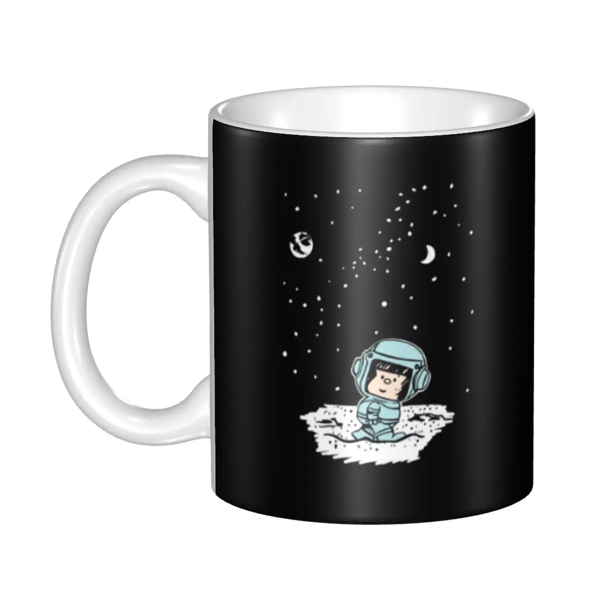 Space Astronaut Mafalda Coffee Mugs DIY Customized Quino Comics Cartoon Ceramic Milk Tea Mug Cup