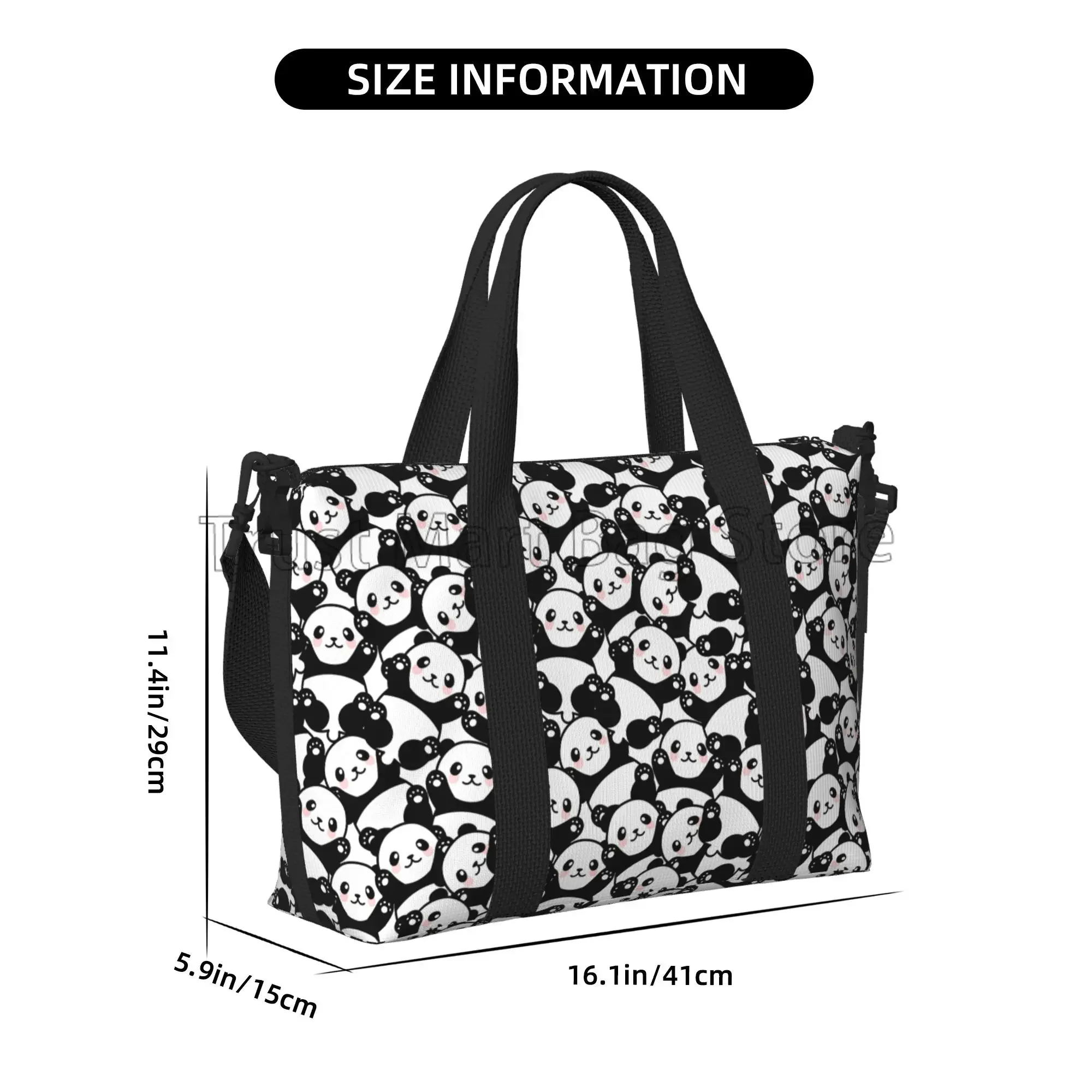 Cute Panda Print Hand Travel Bag Unisex Multipurpose Waterproof Duffel Bag Overnight Weekender Bags Sports Gym Yoga Luggage Bag