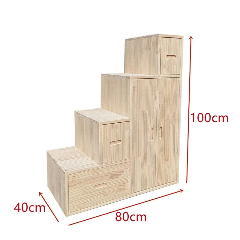 Customizable simple household ladder cabinet ladder children's step ladder multi-functional solid wood storage drawer low cabine