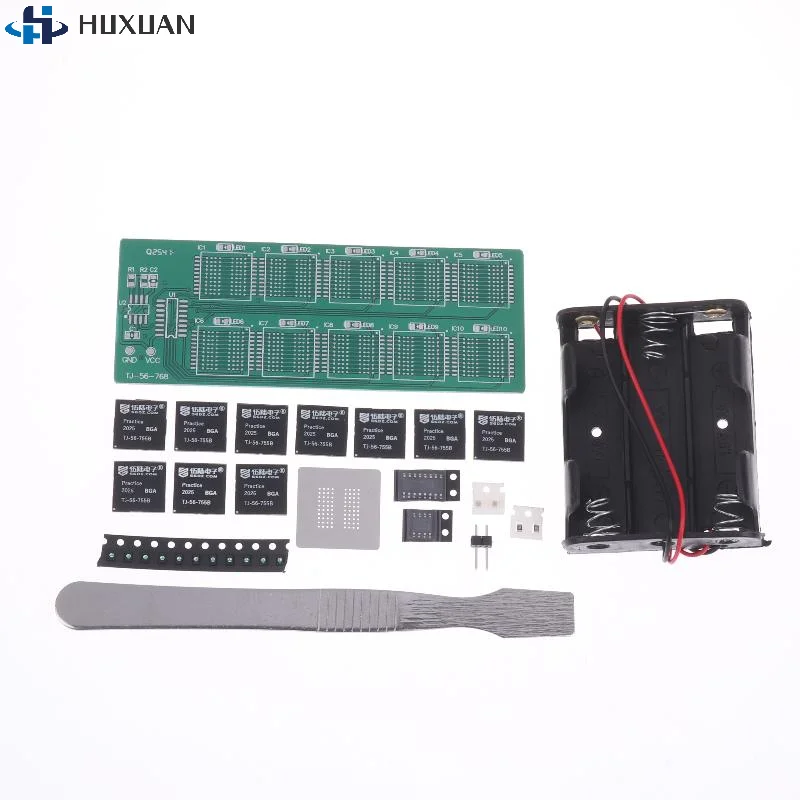 Soldering Practice Loose Parts, BGA Chip Soldering Practice Board Kit Decimal Flowing Lights Teaching Practical Training