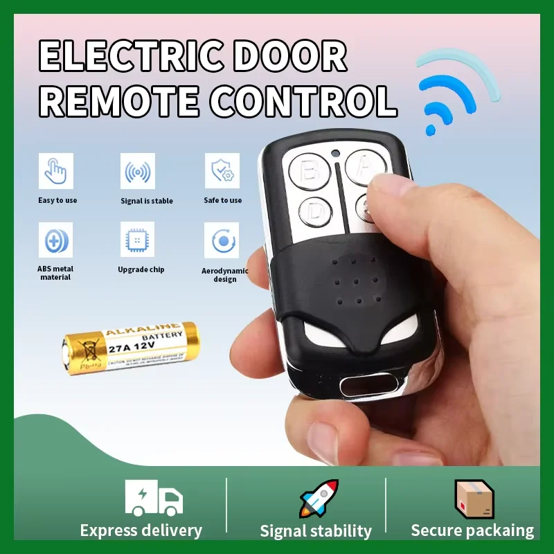 433MHz Garage Door Opener Remote Metal Push Button Remote Control Transmitter ABCD / Lock Unlock 4Button Universal 4 Buttons